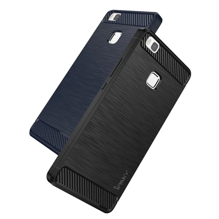 IPAKY Brushed TPU Case for Huawei P9 Lite / G9 Lite with Carbon Fiber Decorated - Black