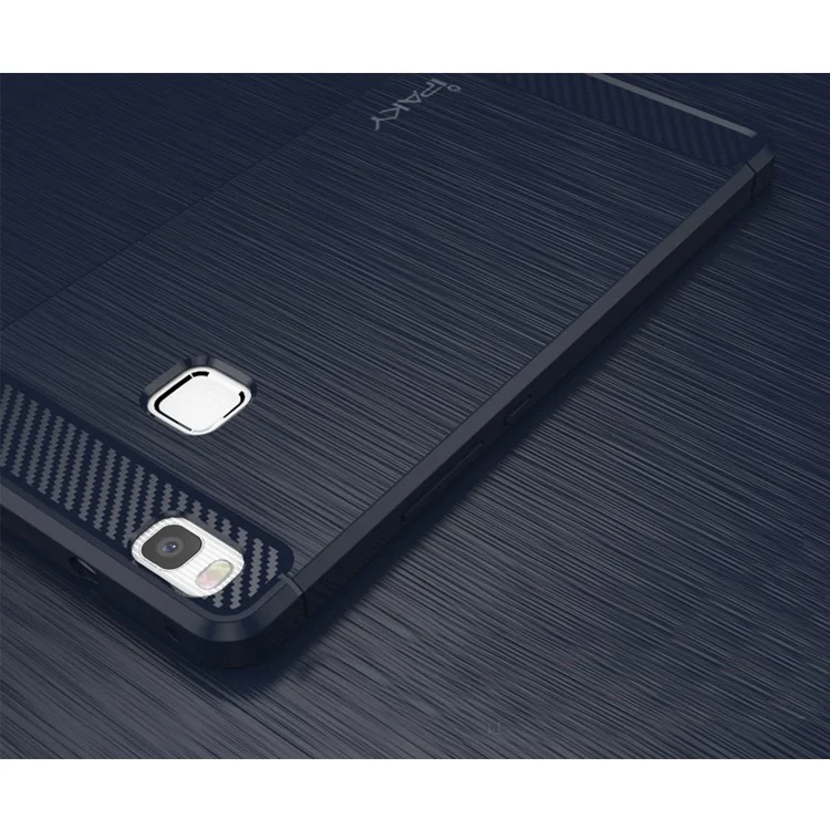 IPAKY Brushed TPU Case for Huawei P9 Lite / G9 Lite with Carbon Fiber Decorated - Black