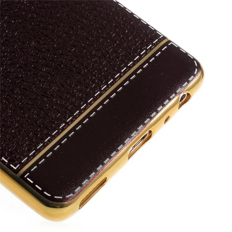 PU Leather Coated Plating TPU Case for Huawei P9 - Coffee