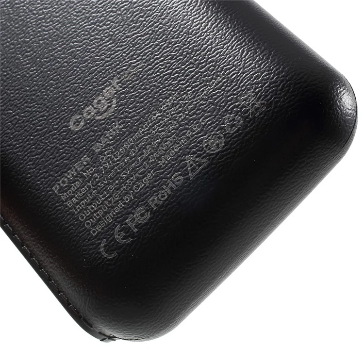 CAGER QC1 12000mAh Quick Charge 2.0 Power Bank with Dual USB Output for iPhone Samsung Huawei - Black