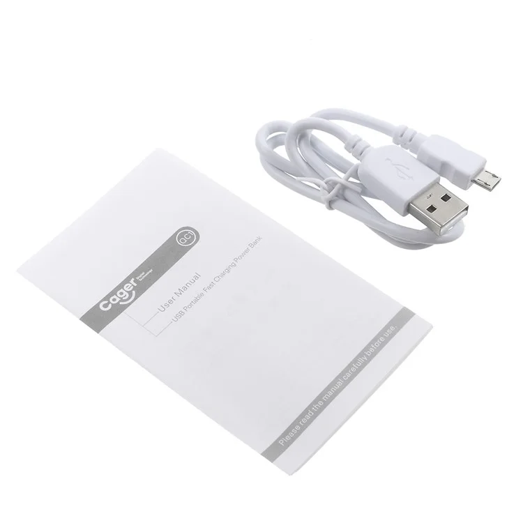 CAGER QC1 12000mAh Quick Charge 2.0 Power Bank with Dual USB Output for iPhone Samsung Huawei - Black