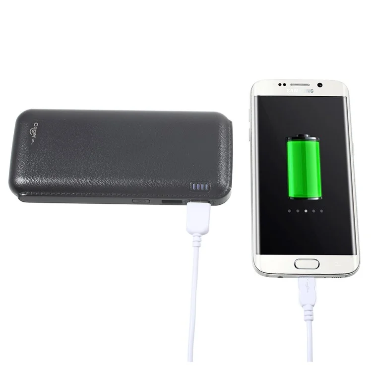 CAGER QC1 12000mAh Quick Charge 2.0 Power Bank with Dual USB Output for iPhone Samsung Huawei - Black