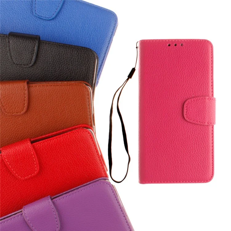 Lychee Skin Leather Wallet Case for Y5II / Y5 II - Black