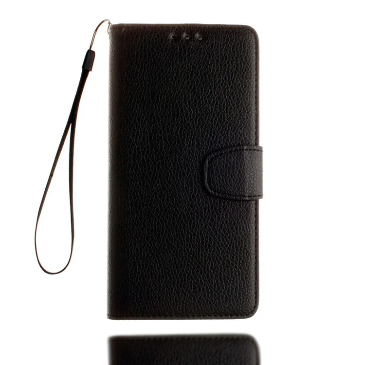 Lychee Skin Leather Wallet Case for Y5II / Y5 II - Black