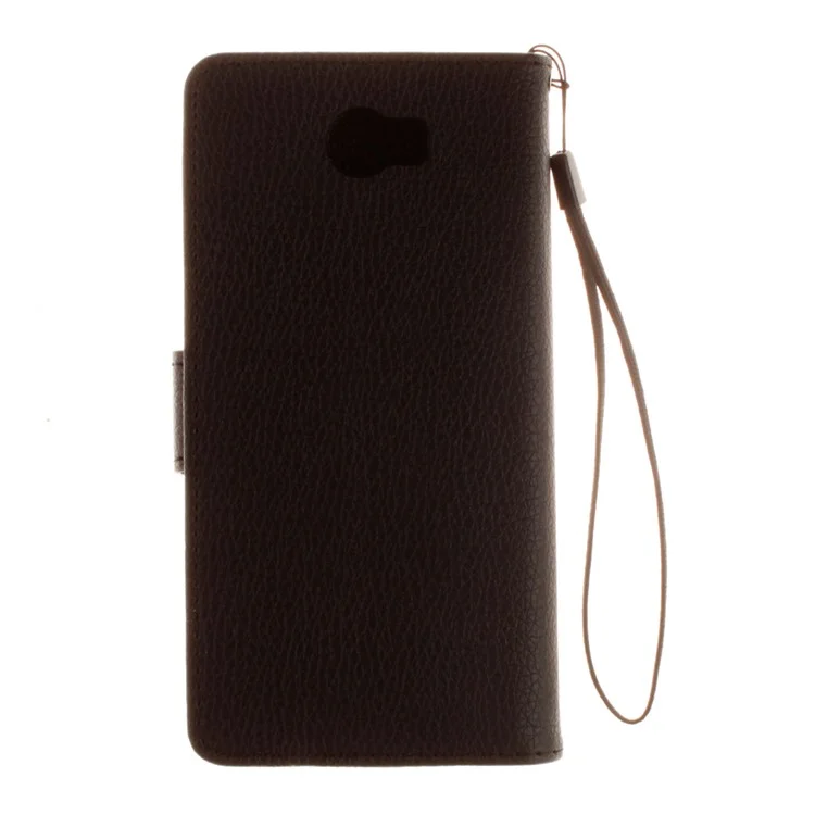 Lychee Skin Leather Wallet Case for Y5II / Y5 II - Black