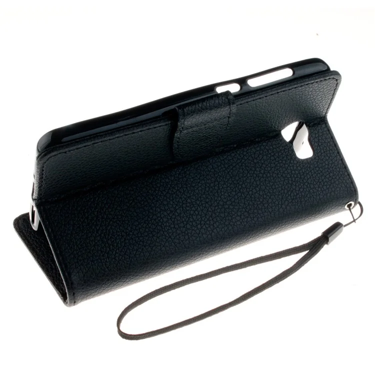 Lychee Skin Leather Wallet Case for Y5II / Y5 II - Black