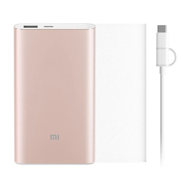 XIAOMI Mi Kit 10000mAh 18W Quick Power Bank Pro with Type-C + Micro USB Charging Cable for Xiaomi iPhone Samsung Pokemon Game Etc - Rose Gold Color