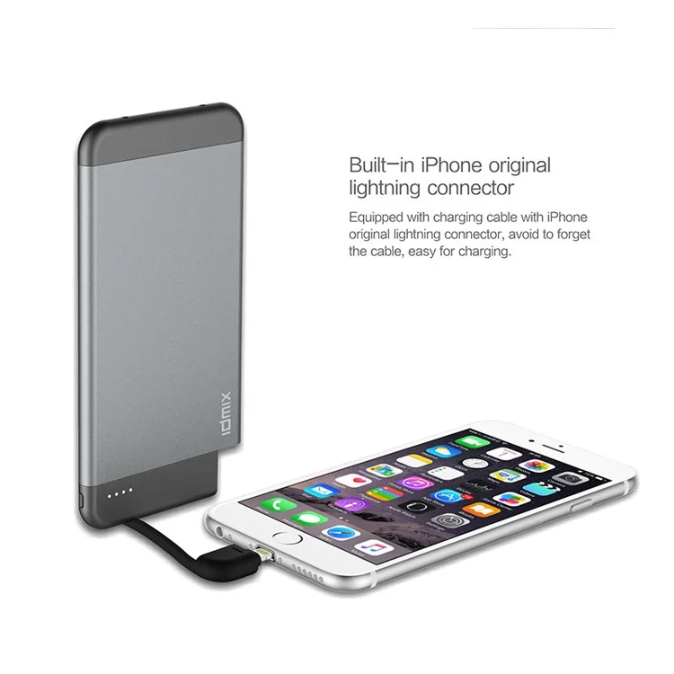 IDMIX MFI Certified 4100mAh Portable Power Bank Built-in Lightning 8Pin Cable for iPhone iPad iPod - Rose Gold Color