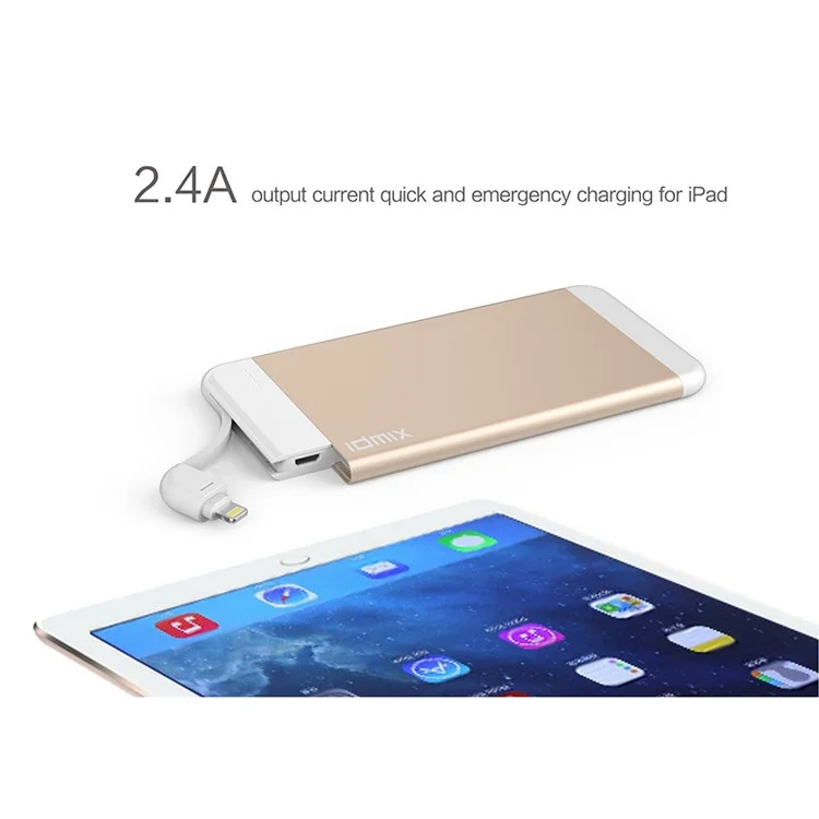 IDMIX MFI Certified 4100mAh Portable Power Bank Built-in Lightning 8Pin Cable for iPhone iPad iPod - Rose Gold Color