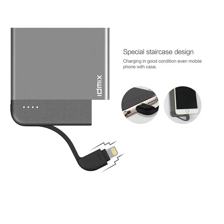IDMIX MFI Certified 4100mAh Portable Power Bank Built-in Lightning 8Pin Cable for iPhone iPad iPod - Rose Gold Color