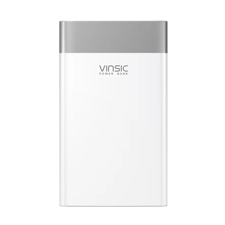 VINSIC QC3.0 20000mAh 2-USB + Type-C Outputs Power Bank Battery Charger for iPhone Samsung Huawei - White
