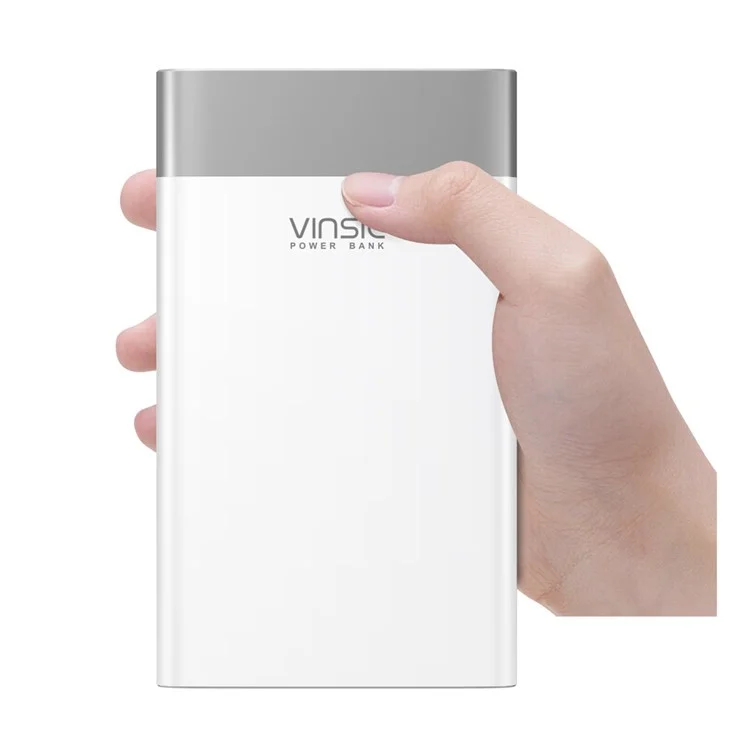 VINSIC QC3.0 20000mAh 2-USB + Type-C Outputs Power Bank Battery Charger for iPhone Samsung Huawei - White
