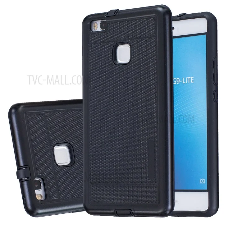 Dot Texture PC + TPU Hybrid Protective Case for Huawei P9 Lite / G9 Lite - Black