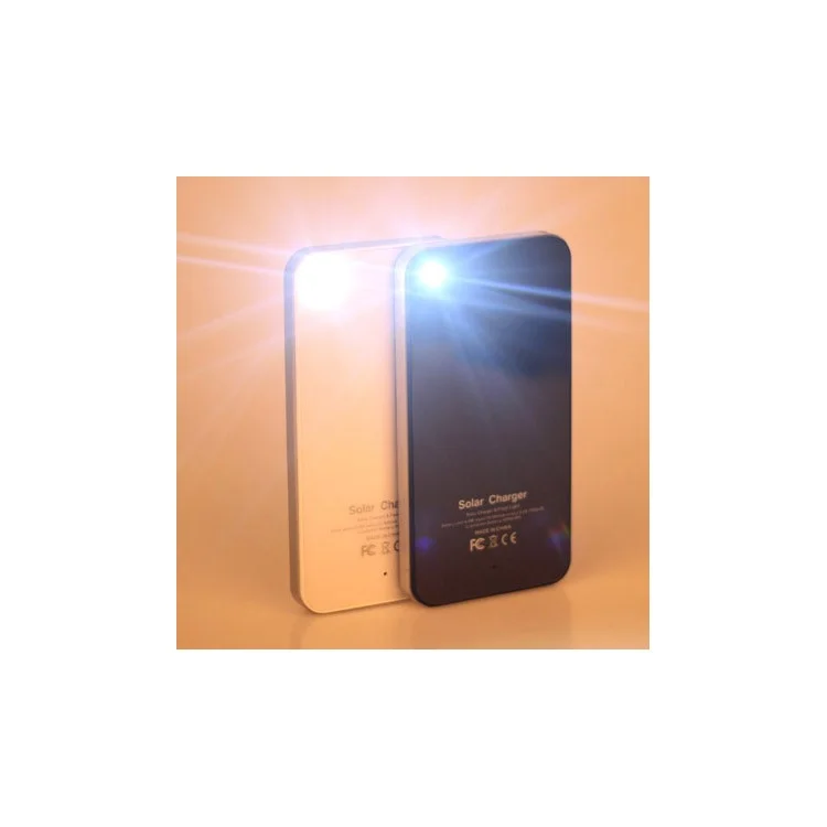 Portable Outdoor 4000mAh Solar Charger Power Bank with Flashlight for iPhone Samsung Phones - Black