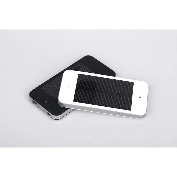 Portable Outdoor 4000mAh Solar Charger Power Bank with Flashlight for iPhone Samsung Phones - Black