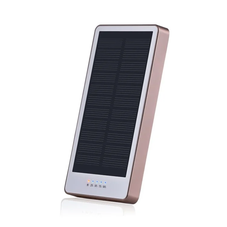 12000mAh 14mm Thin Dual USB Monocrystalline Silicon Solar Charger Power Bank - White