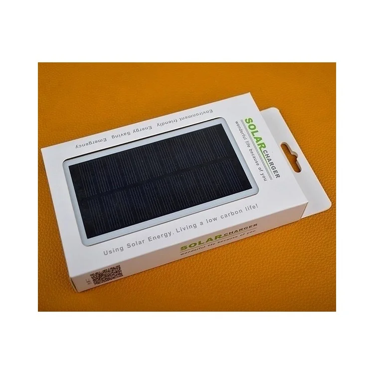 12000mAh 14mm Thin Dual USB Monocrystalline Silicon Solar Charger Power Bank - White