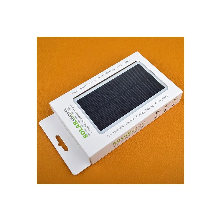 12000mAh 14mm Thin Dual USB Monocrystalline Silicon Solar Charger Power Bank - White