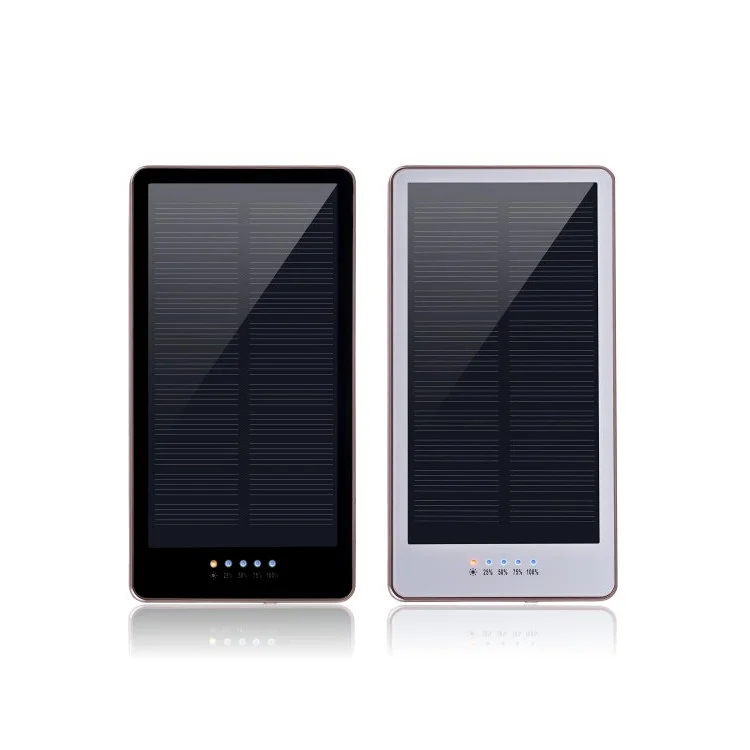 12000mAh 14mm Thin Dual USB Monocrystalline Silicon Solar Charger Power Bank - White
