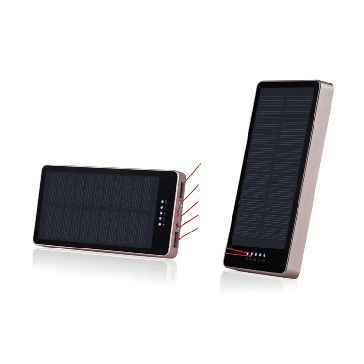 12000mAh 14mm Thin Dual USB Monocrystalline Silicon Solar Charger Power Bank - White