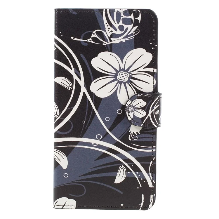 Patterned PU Leather Wallet Stand Case for Huawei Honor 6x (2016) - Flower and Butterfly