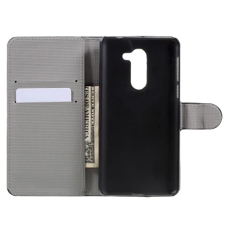 Patterned PU Leather Wallet Stand Case for Huawei Honor 6x (2016) - Flower and Butterfly
