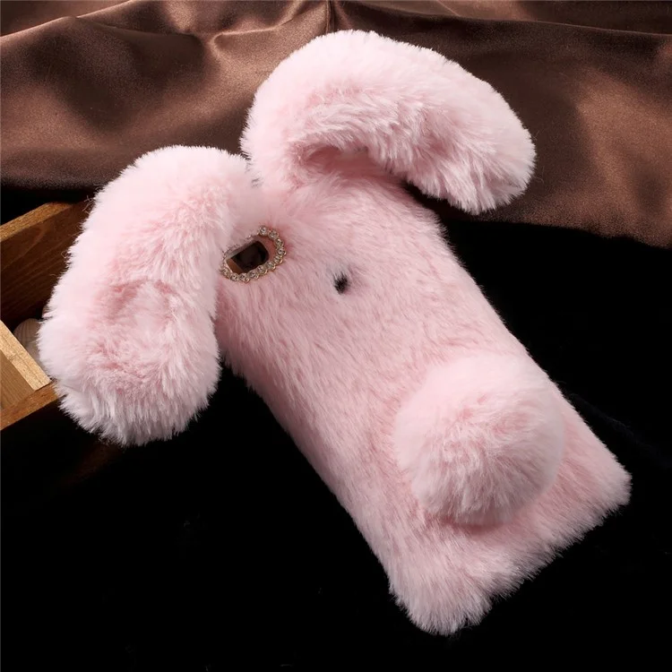 For Huawei P9 Lite / G9 Lite Rabbit Style Soft Fur TPU Phone Back Case - Pink