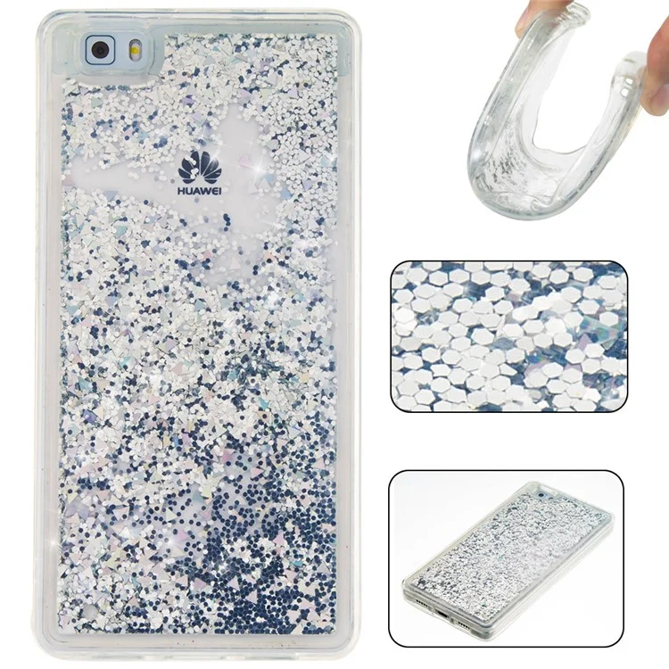 Dynamic Glitter Sequins TPU Phone Case for Huawei Ascend P8 Lite - Grey