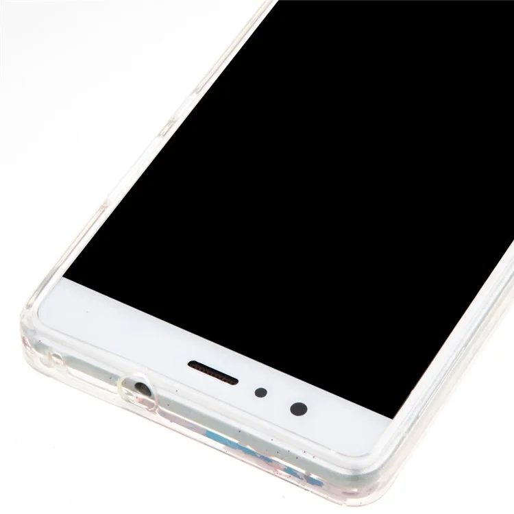 Pattern Printing Glittery TPU Liquid Phone Case for Huawei P9 Lite / G9 Lite - Black / Smile