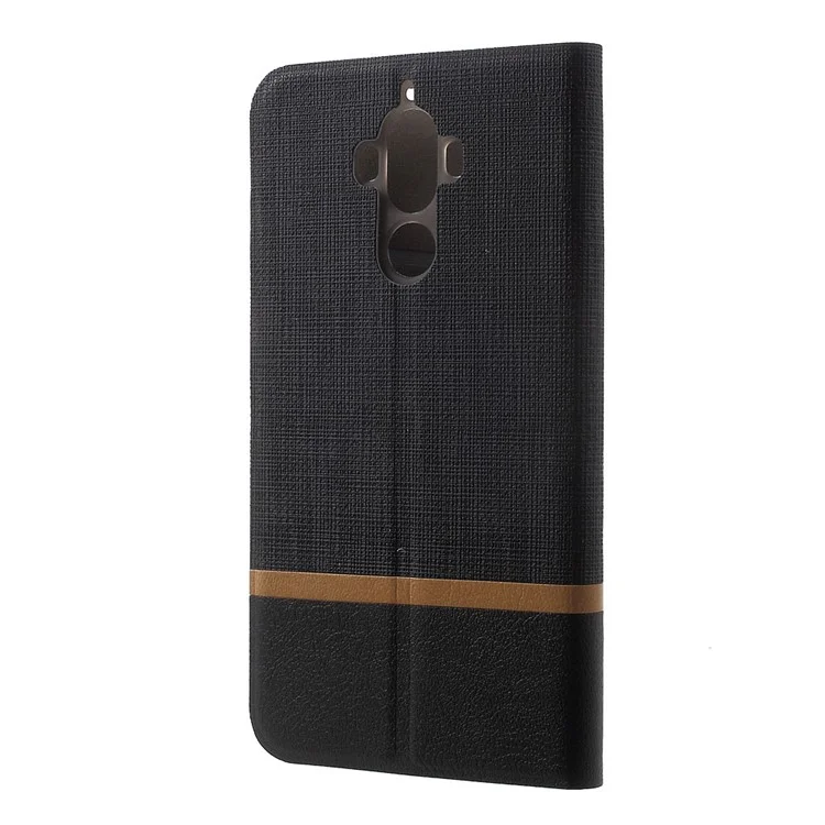 Cross Texture Leather Stand Case for Huawei Mate 9 Built-in Steel Sheet - Black