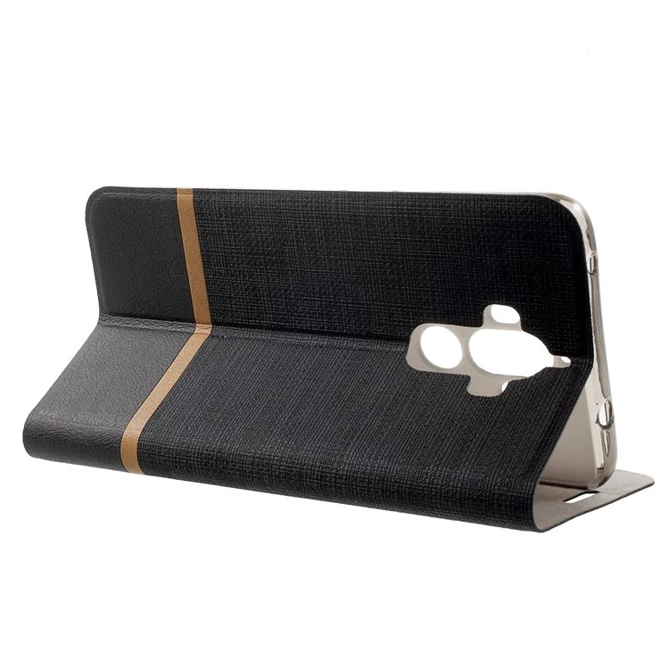 Cross Texture Leather Stand Case for Huawei Mate 9 Built-in Steel Sheet - Black