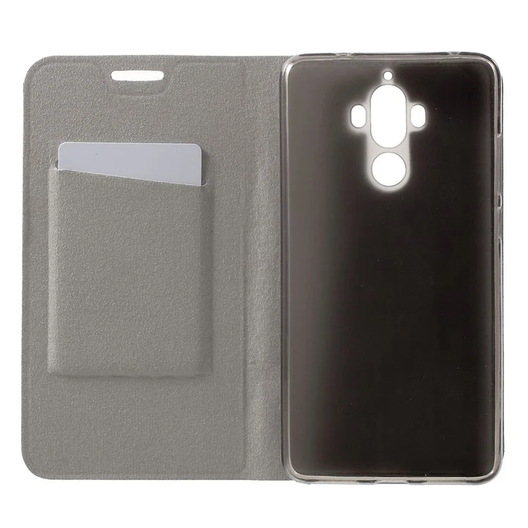 Cross Texture Leather Stand Case for Huawei Mate 9 Built-in Steel Sheet - Black