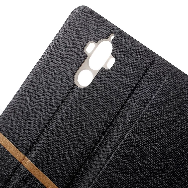 Cross Texture Leather Stand Case for Huawei Mate 9 Built-in Steel Sheet - Black