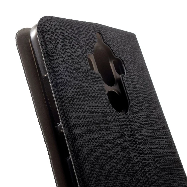 Cross Texture Leather Stand Case for Huawei Mate 9 Built-in Steel Sheet - Black