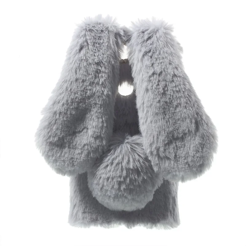 Bunny Shape Warm Fur Soft TPU Stand Phone Case for Huawei Honor 8 - Grey