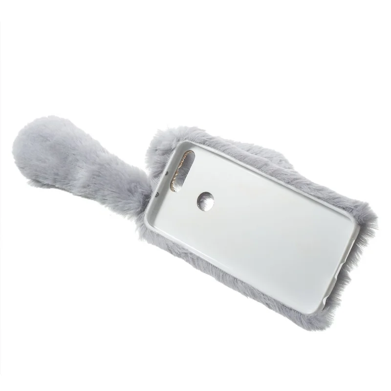 Bunny Shape Warm Fur Soft TPU Stand Phone Case for Huawei Honor 8 - Grey