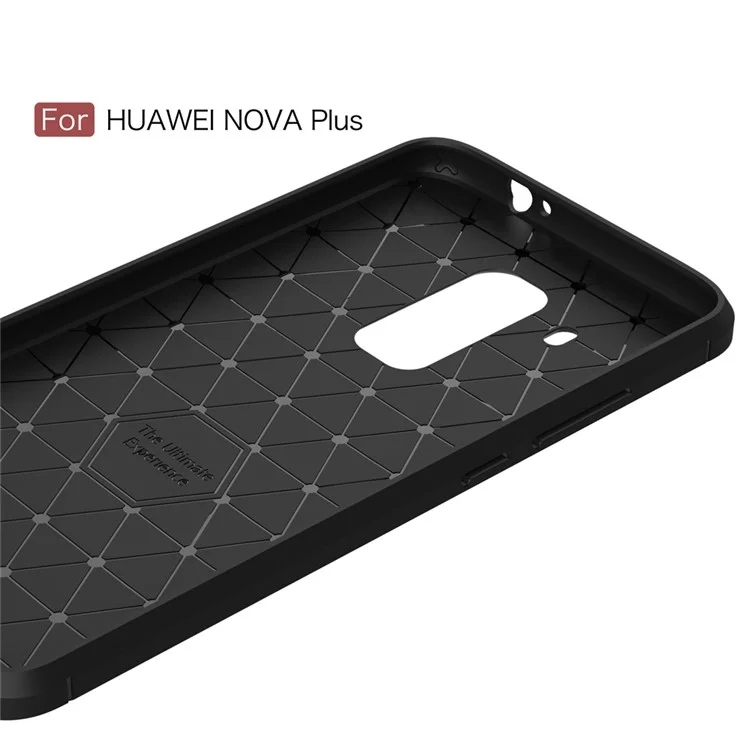 Carbon Fiber Brushed TPU Drop-proof Phone Case for Huawei Nova Plus - Black