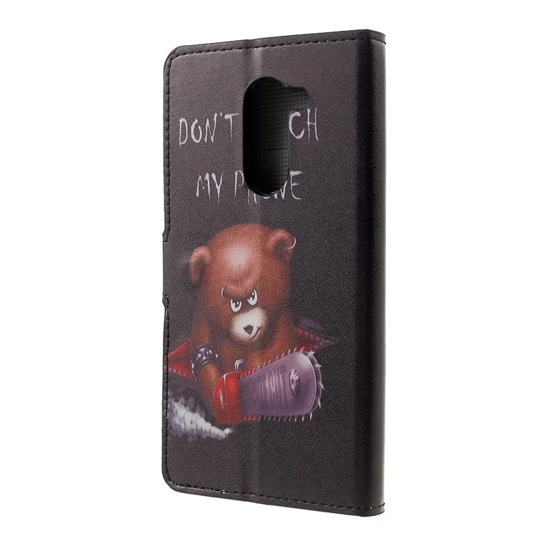 Pattern Printing Leather Case for Huawei Honor 6x (2016) - Cool Bear and Warning