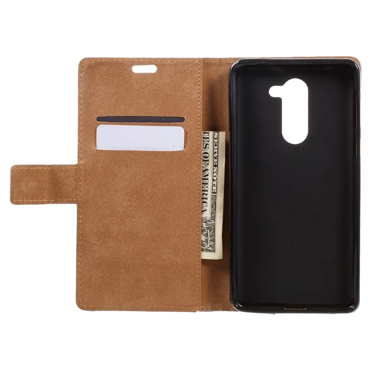Patterned Leather Wallet Case for Huawei Mate 9 Lite/GR5 2017 /Honor 6x (2016) - Cat Holding Heart & US Flag