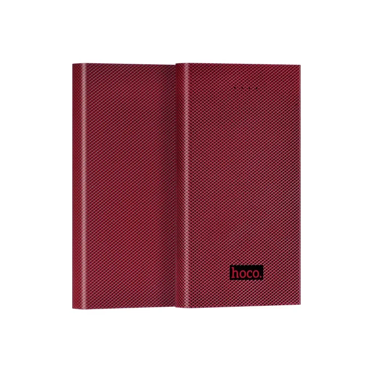HOCO B12A-13000 Carbon Fiber Dual USB Power Bank 13000mAh for Cellphone Tablet - Wine Red