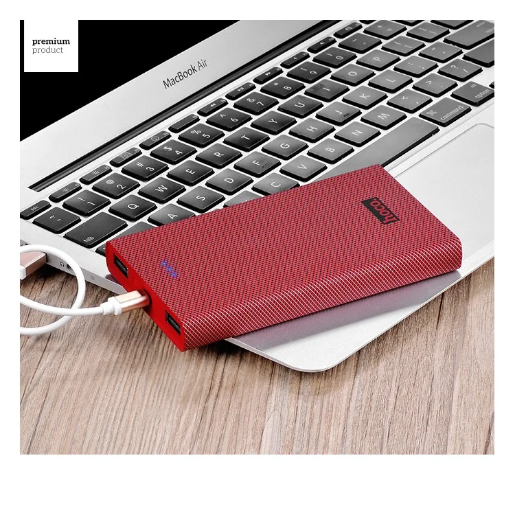 HOCO B12A-13000 Carbon Fiber Dual USB Power Bank 13000mAh for Cellphone Tablet - Wine Red