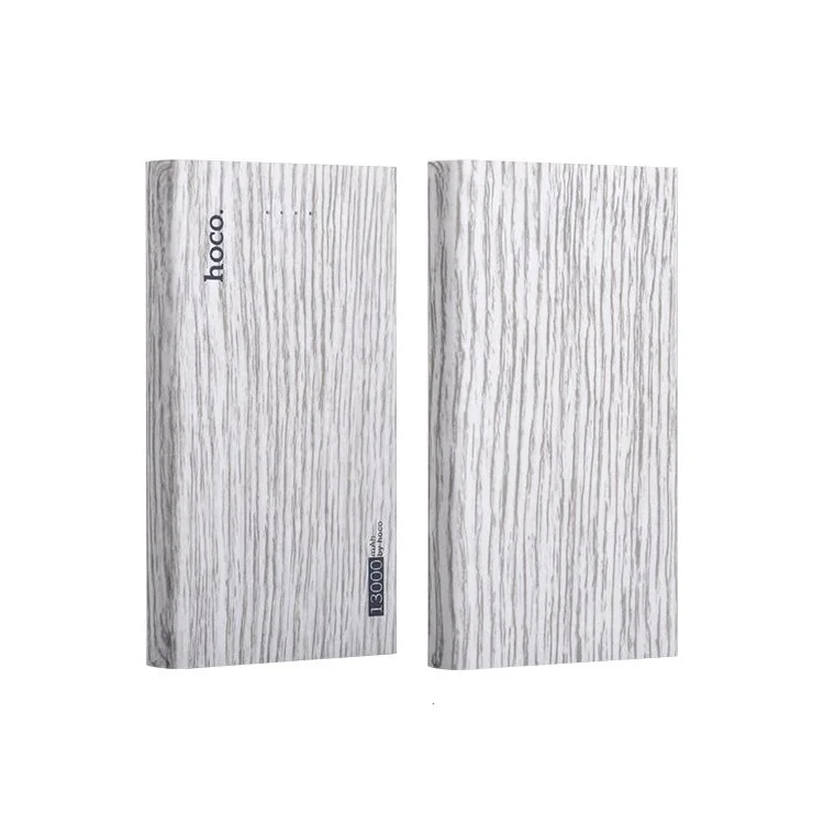 HOCO B12B 13000mAh 2.1A 2-USB Wood Grain Backup Battery Charger for iPhone iPad Samsung - Fir Wood