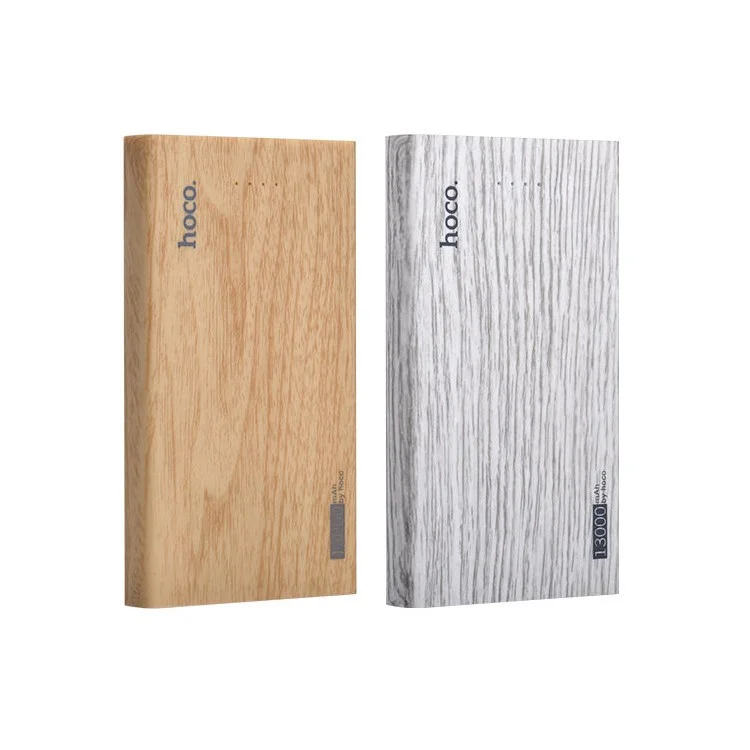 HOCO B12B 13000mAh 2.1A 2-USB Wood Grain Backup Battery Charger for iPhone iPad Samsung - Fir Wood