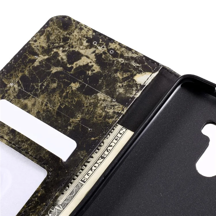 Marble Grain Smooth Leather Wallet Mobile Case for Huawei Mate 9 - Black