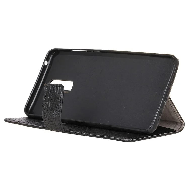 Crocodile Texture Leather Wallet Stand Phone Case Accessory for Huawei Mate 9 Pro / Porsche Design - Black