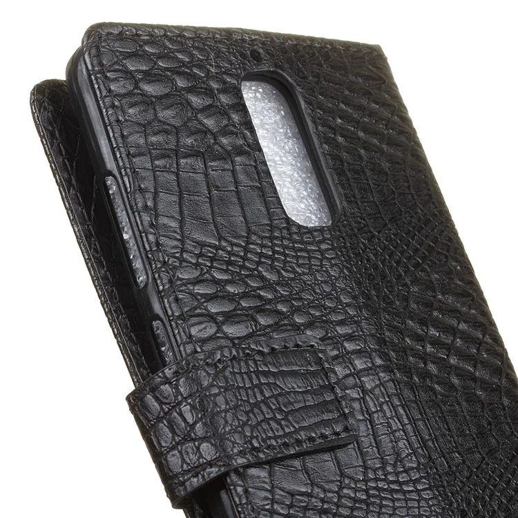 Crocodile Texture Leather Wallet Stand Phone Case Accessory for Huawei Mate 9 Pro / Porsche Design - Black