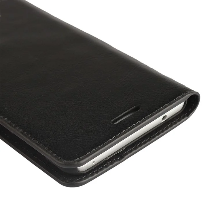 Crazy Horse Genuine Leather Wallet Phone Case for Huawei Honor 6x (2016) - Black