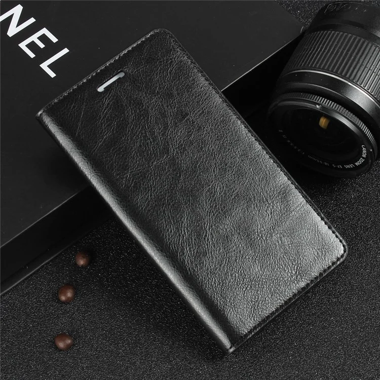 Crazy Horse Genuine Leather Wallet Phone Case for Huawei Honor 6x (2016) - Black