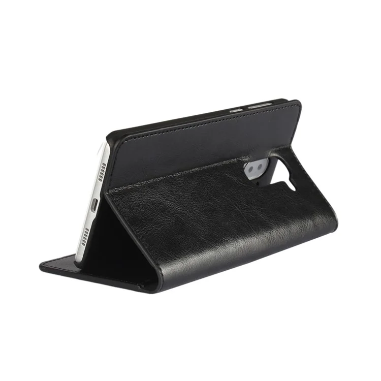 Crazy Horse Genuine Leather Wallet Phone Case for Huawei Honor 6x (2016) - Black