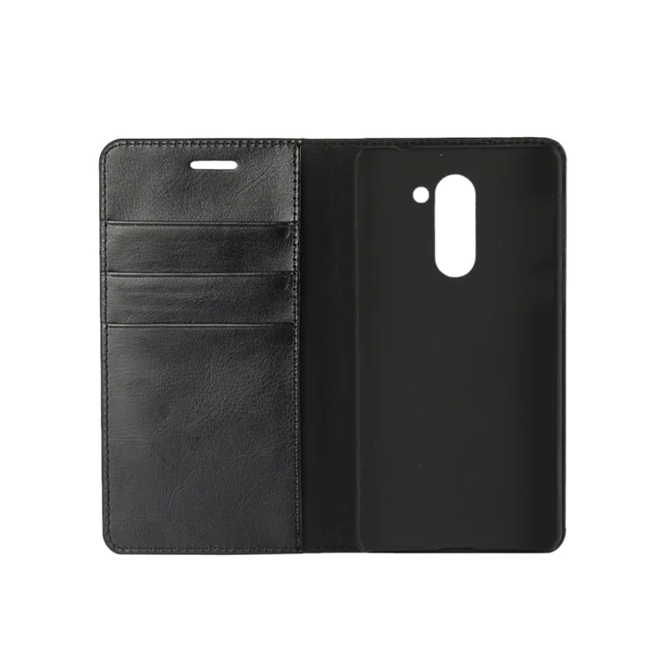 Crazy Horse Genuine Leather Wallet Phone Case for Huawei Honor 6x (2016) - Black